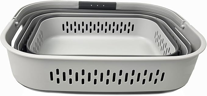 SAMMART 40L (10.5 Gallon) Collapsible Plastic Laundry Basket - Foldable Pop-Up Storage Container/Organizer – Portable Space Saving Laundry Hamper (1, Grey)