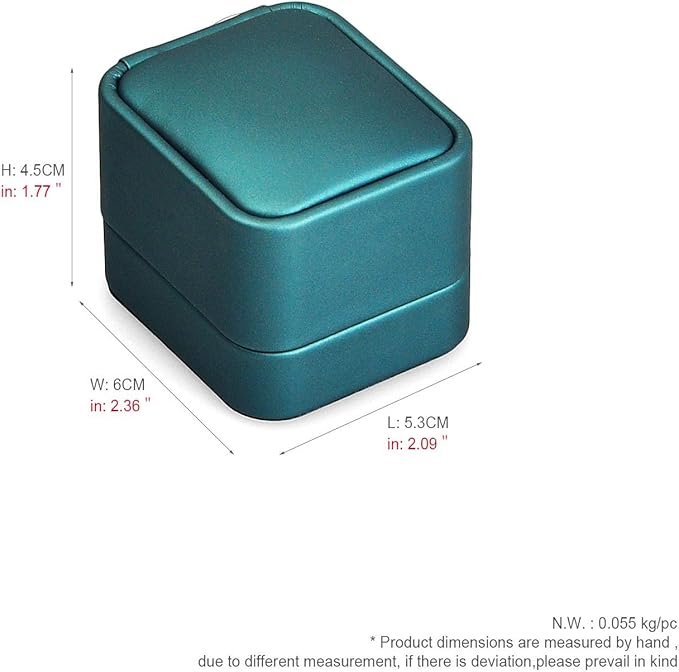 Oirlv Green Leather Ring Box Velvet Travel Jewelry Case Small Ring Box Vintage Jewlery Display Portable