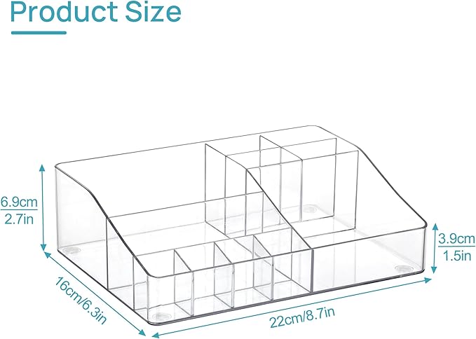 Vtopmart 1 Tier Clear Makeup Organizer with Drawer, Cosmetic Storage for Dresser Countertop and Bathroom Vanity, Beauty Holder for Lipstick Brush Skincare