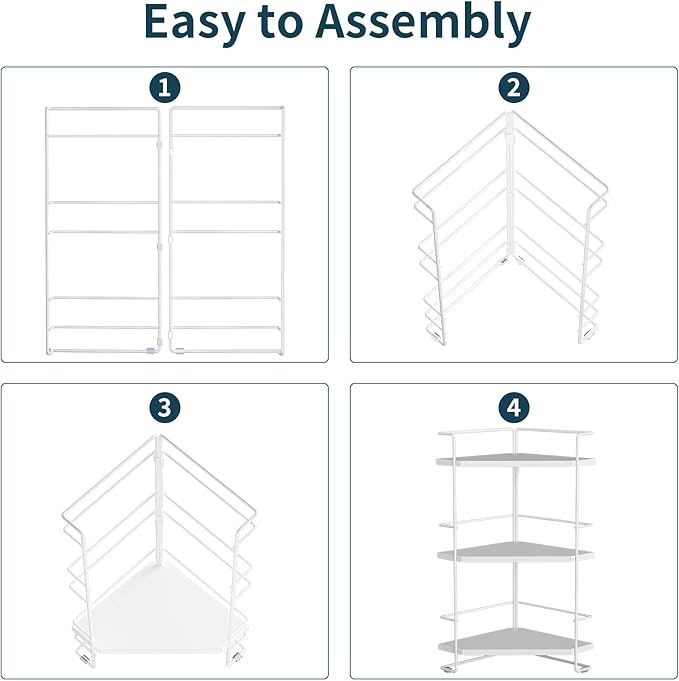 3-Tier Bathroom Countertop Organizer, Bathroom Organizers and Storage for Bathroom, Kitchen Counter, Corner Storage Shelf for Bedroom Storage Makeup Skincare Perfume (White)