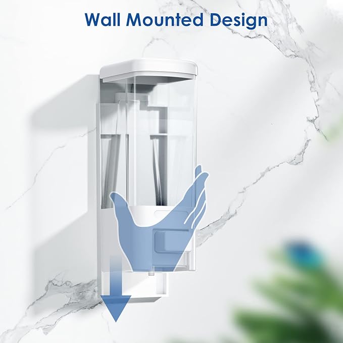 Manual Soap Dispenser, 17oz/500ml Wall Mount Soap Pump, Large Capacity Kitchen Bathroom Hand Soap Dispenser, Commercial Refillable Shampoo Shower Gel Lotion Dispenser, White