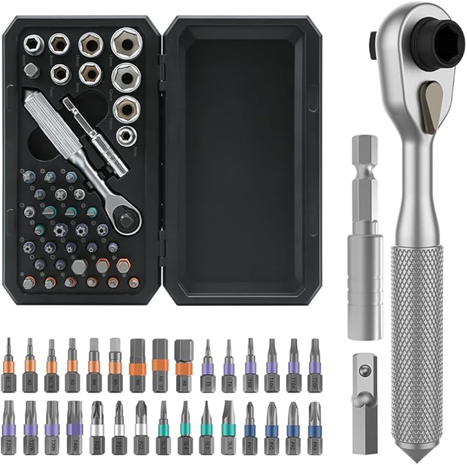 42 in 1 Magnetic Screwdriver, Screwdriver Set, Multi Bit Ratcheting Screwdriver Set with Storage Case Repair Tool Kit for Computer, Eyeglass, Bicycles, Watch, Ring Doorbell, Furniture and DIY