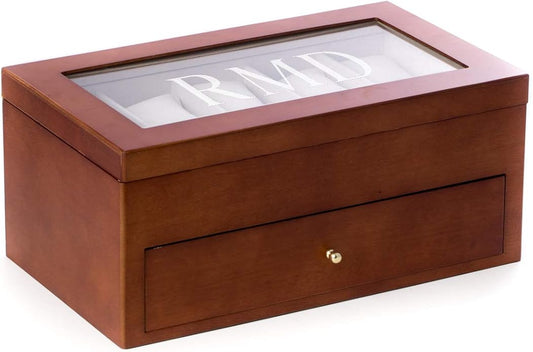 Bey-Berk Custom Personalized Watch Box Organizer - 20 Slot Luxury Solid Wood Designer Display, Large Watch Slots