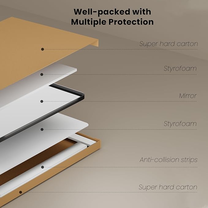 Bronze Bathroom Mirror 72x36 Inch, Brushed Bronze Metal Frame Mirror for Wall, Rounded Rectangle Bathroom Vanity Mirror with Tempered Glass, Anti-Rust, Horizontal/Vertical