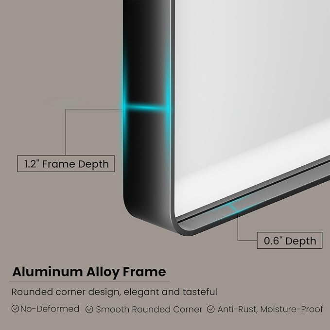 Black Bathroom Mirror 72X32 Inch, Black Metal Framed Mirror for Wall, Rounded Rectangle Matte Bathroom Vanity Mirror with Tempered Glass, Anti-Rust, Horizontal/Vertical