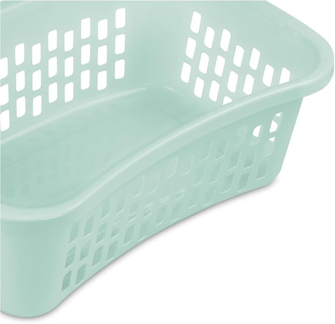 Sterilite 12 Pack HipHold Laundry Basket, Plastic Rectangle Clothes Hamper with Comfort Grip Handles & Reinforced Rim, 1.5 Bushel Capacity, Mint