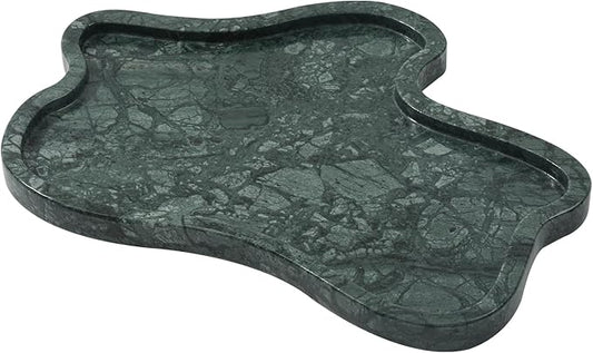 Green Marble Tray, Marble Vanity Tray, Bathroom, Decor for Trinket Perfume Jewelry Candle, 11 Inch Cloud