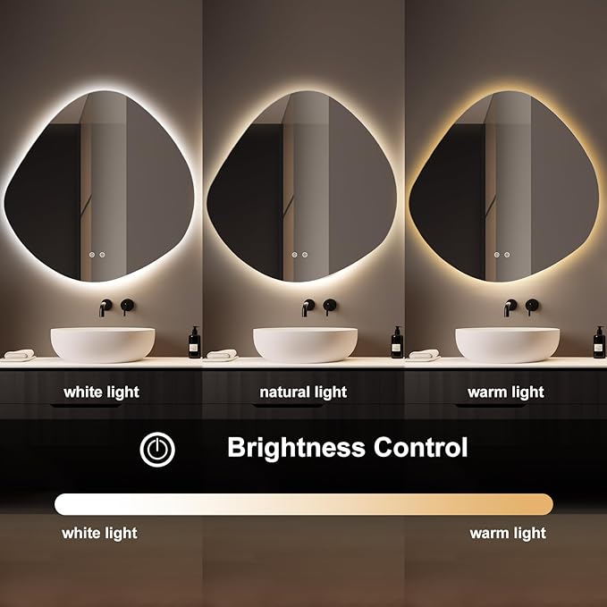 WallBeyond LED Bathroom Mirror with Lights, 30 x 30 Inch Led Bathroom Vanity Mirror for Wall, Anti Fog Mirror for Bathroom, 3 Colors and Dimmable Light, Horizontal/Vertical