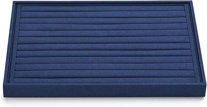 7 Slots Microfiber Jewelry Tray, Ring Display Earring Display Tray, Ring Earrings Studs Tray Showcase Display Jewelry Organizer (Blue)