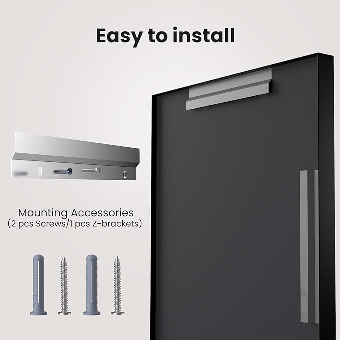 LOAAO Black Bathroom Mirror 72"X40" for Wall, Rectangle Bathroom Vanity Mirror, Tempered Glass, Hangs Vertically or Horizontally, Easy to Install, Modern Design