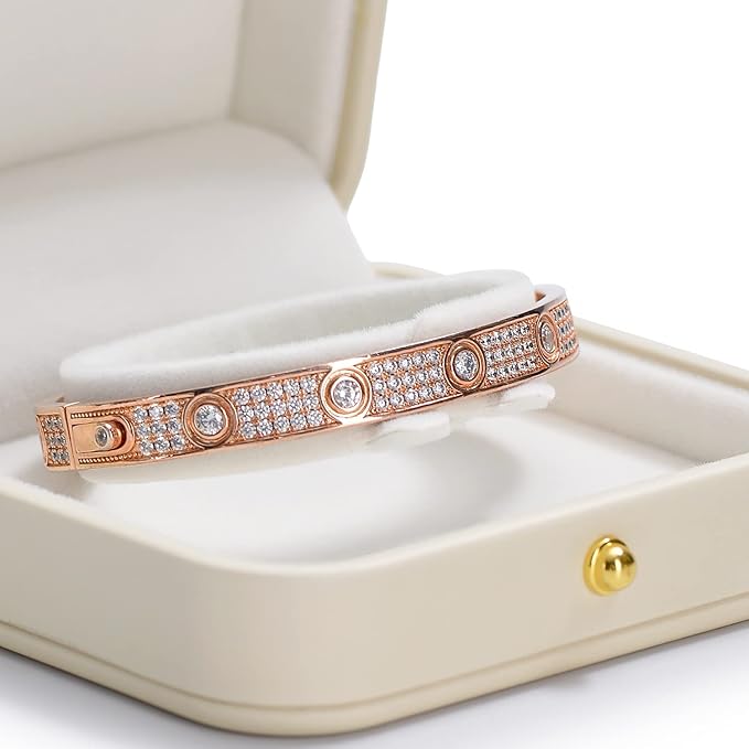 Oirlv Gorgeous Bracelet Gift Box Leather Bangle Box for Jewelry Gift White Velvet Interior Bangle Bracelet Storage(White)