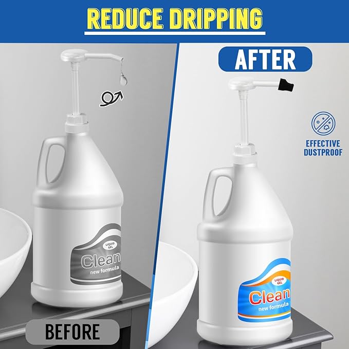 2 Pack 5 Gallon Pump Dispenser 38-400 1 oz Dispenser Pump for Large Gallon Bucket with 50cm Extended Tube, Cap to Avoid Dripping, Great for Shampoo, Conditioner, Bleach Liquid, Laundry, Detergent, Oil