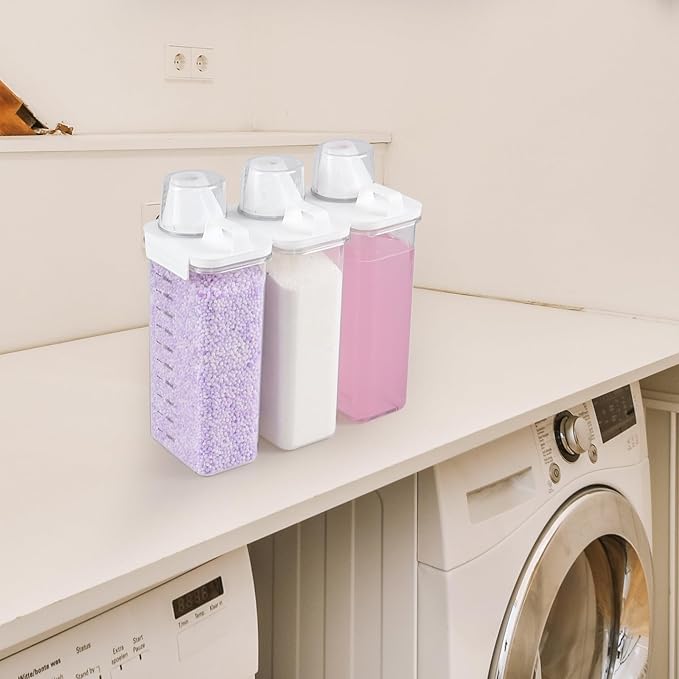 Sandmovie 3 Packs Laundry Detergent Dispenser, 78 Oz Clear Plastic Laundry Soap Containers with Scale