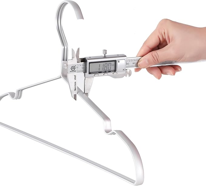 16.3" Premium Aluminum Coat Hangers, Extra Smooth & Durable Metal Shirt Dress Hanger, Light & Sturdy Metal Rack for Jacket Trouser Pant Slack, 20 Pack, Silver