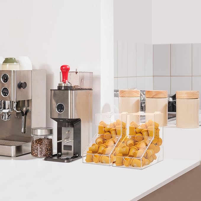 Laundry Pods Container, Acrylic Laundry Room Decor with 2 Lid, Candy Dispenser Organizer, Dishwasher Pod Holder for Home, Laundry Room, Kitchen Stand or Wall Mount