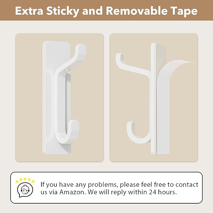 pickpiff 12 Pack Wall Hooks for Coat and Towel: 13LB Strong Adhesive Door Hanger Stick on, White