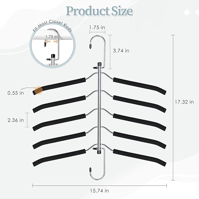 Clothes Hangers Space Saving Shirt Organizer, Non Slip Multi Shirt Hangers for Closet with Foam Padded Closet Organizers and Storage for Sweater Hoodie Blouse Coat Dress Short Black 2 Pack