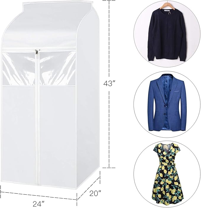 Zilink Hanging Clothes Bag Organizer 43 inch-2 Pack Large Garment Bags Suit Bag for Storage Hanging Clothes Cover for Suit Coats Dress Closet Storage (Hanger Not Included)