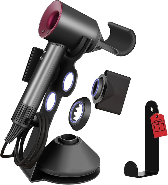 Lasvea Hair Dryer Holder Compatible with Dyson Supersonic Hair Dryer,Pure Cast Iron Magnetic Stand Holder with Power Plug Cable Organizer