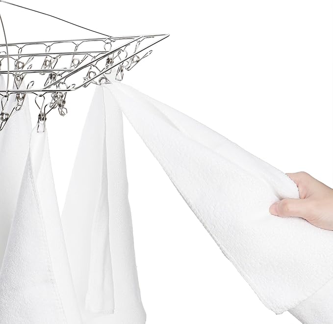 Tosnail 4 Pack Stainless Steel Clip and Drip Hangers with 30 Clips, Clothes Drying Rack Laundry Accessories
