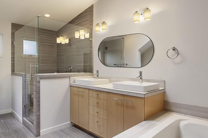 ANDY STAR Oval Bathroom Mirrors, 30x48’’ Double Vanity Mirror, Black Oval Mirrors for Bathroom, Stainless Steel Framed, 1’’ Deep Wall Mounted Vertical/Horizontal