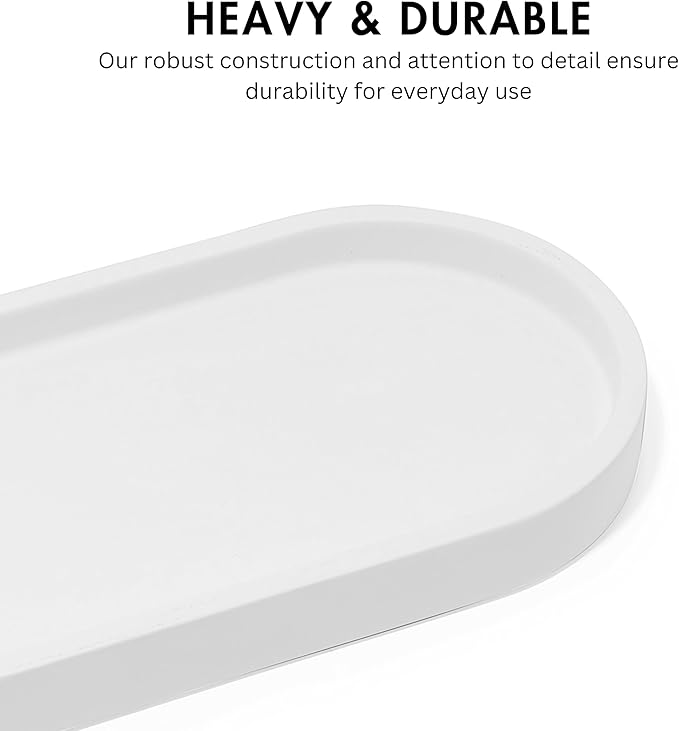 Matte White Round Soap Dispenser Tray, 8” Soap and Lotion Bottle Tray Organizer Plate for Bathrooms, Kitchens, Countertops - Holds 2 Soap Dispensers