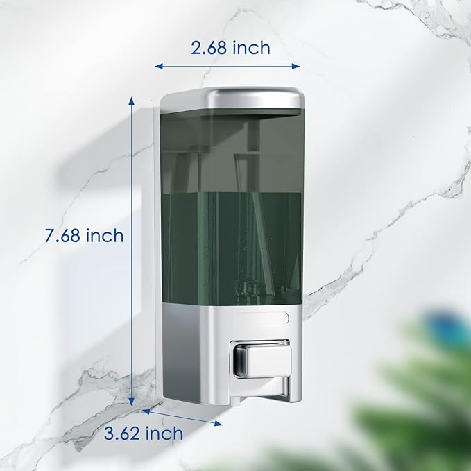 Wall Mount Manual Soap Dispenser, 17oz/500ml Large Capacity Kitchen Bathroom Hand Soap Dispenser, Commercial Refillable Shampoo Shower Gel Lotion Dispenser, Chrome&Brown