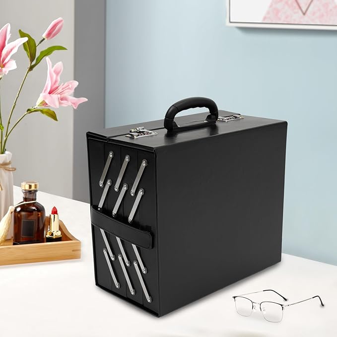 Eapmic 48 Slot Sunglasses Display Case Black Luxury Sunglass Glasses Display Drawer Sunglass Eyewear Display Suitcase Eyeglasses Collector Organizer Box