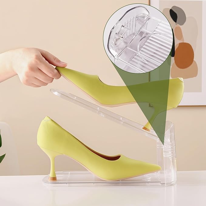 12 Pack Shoe Slots Organizer, Shoe Stackers Organizer for Closet Adjustable Shoe Holder Space Saver 50% Shoes Racks for Closet Organization