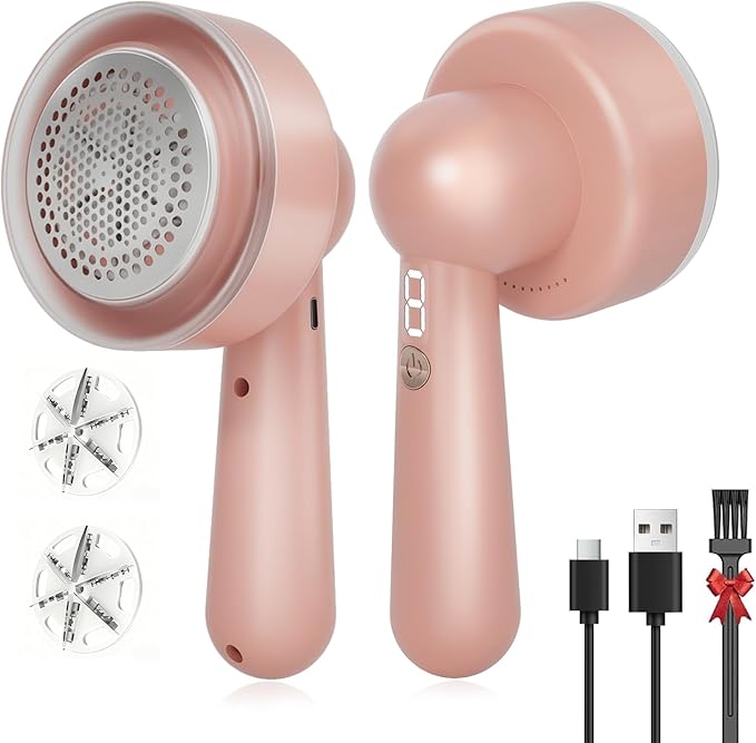 DBC 2.7' Large Pink Electric Fabric Shaver and Lint Remover,2-Hour Runtime,3-Speed, 6-Blade Design