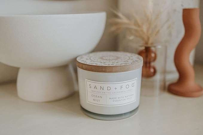 Sand + Fog Scented Candle - Juniper Berry Sage – Additional Scents and Sizes – 100% Cotton Lead-Free Wick - Luxury Air Freshening Jar Candles - Perfect Home Decor – 12oz