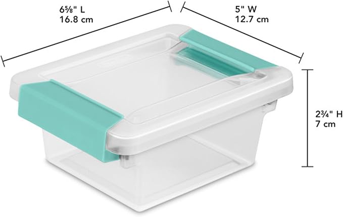 Sterilite 6-Pack Clip Box, Stackable Clear Plastic Bins with Latching Lids, Mini - Writing, Arts or Crafts Supplies Storage Containers for Home, Office, Classroom and Workshop Organization