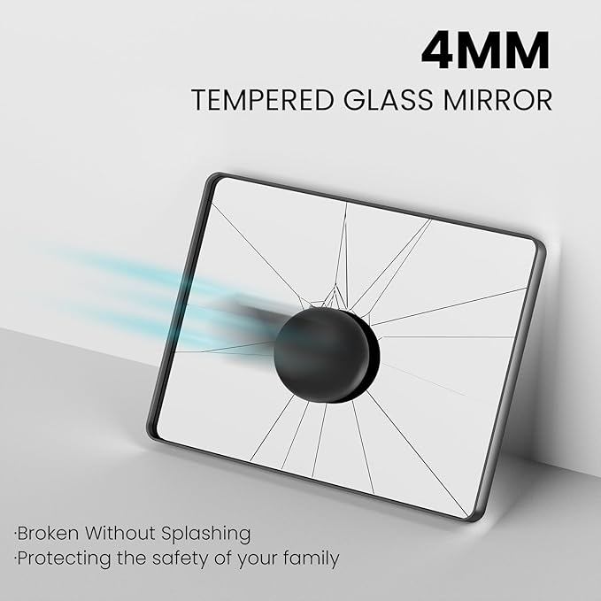 Black Bathroom Mirror 40X30 Inch, Black Metal Framed Mirror for Wall, Rounded Rectangle Matte Bathroom Vanity Mirror with Tempered Glass, Anti-Rust, Horizontal/Vertical