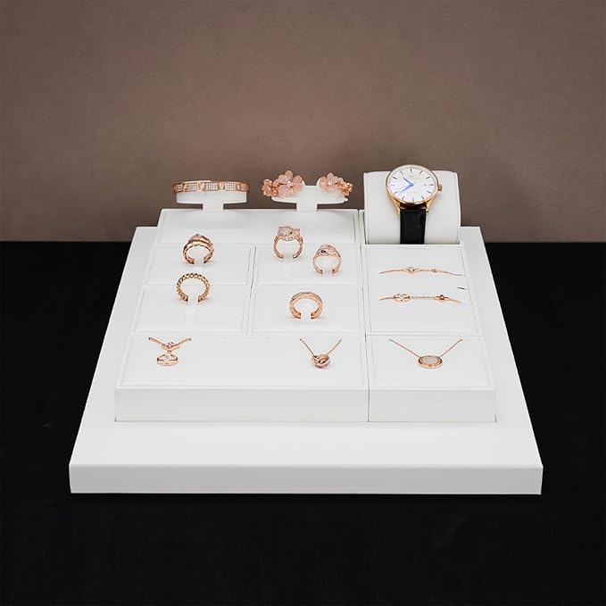 PU Leather 3 Slot Necklace Jewelry Stand Pendant Drawer Organizer Tray White Bracelets Display Holder USP-TT16609-new