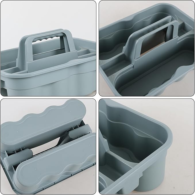 Bringer Set of 6 Plastic Cleaning Caddy Carry Caddy for Cleaning Supplies, Plastic Cleaning Tote with Carry Handle, Gray