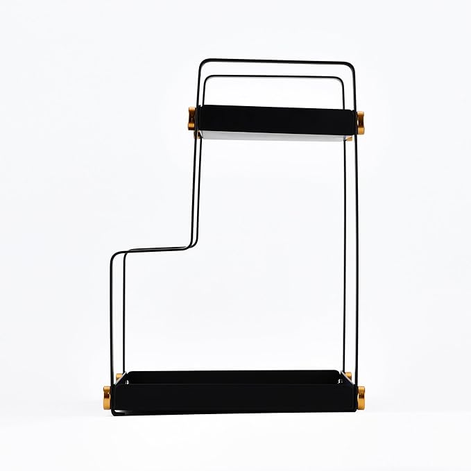 FFK 2 Tier Countertop Organizer, Cosmetic Organizer, Storage Shelf for Cabinet, Countertop, Pantry, Desktop, Ideal for Bathroom, Kitchen, Office (Black)