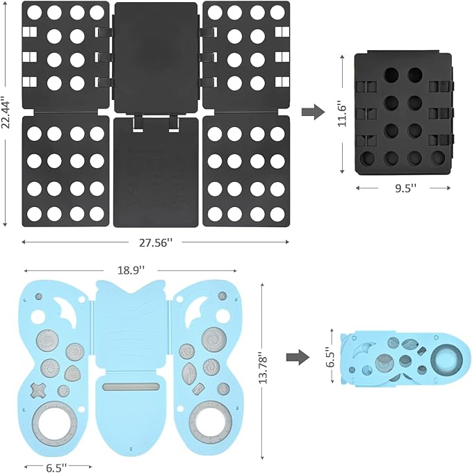 BoxLegend Shirt Folding Board Shirt Folder Durable Plastic with Drawing Aid Art Design Ruler for Adults and Kids(Black &Blue)
