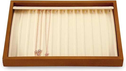 Necklace Organizer, Wood Jewelry Tray,White Necklace Display For Selling,Premium Stackable Jewelry Organizer Trays