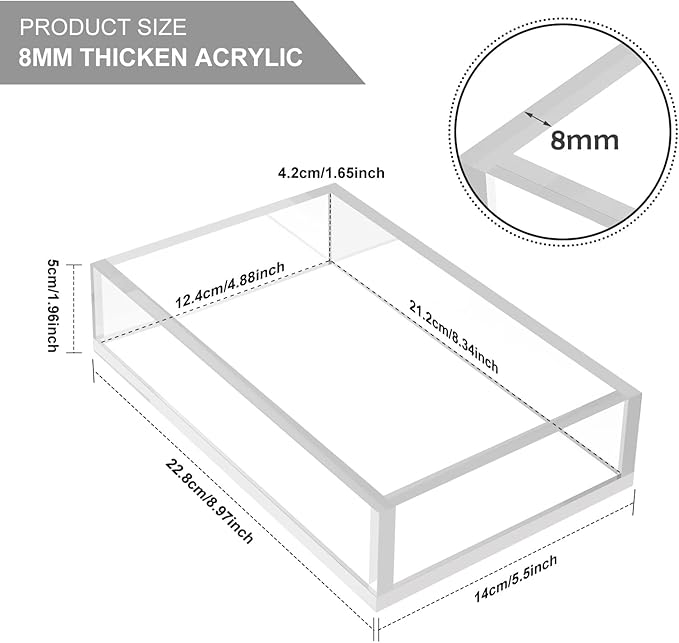 Napkin Holder, 8mm Thicken Clear Acrylic Tray for Disposable Hand Towels, Bathroom Vanity Organizer Tray Guest Paper Towels holder Lucite Tray for Bathroom, Business, Restaurant, Hotel