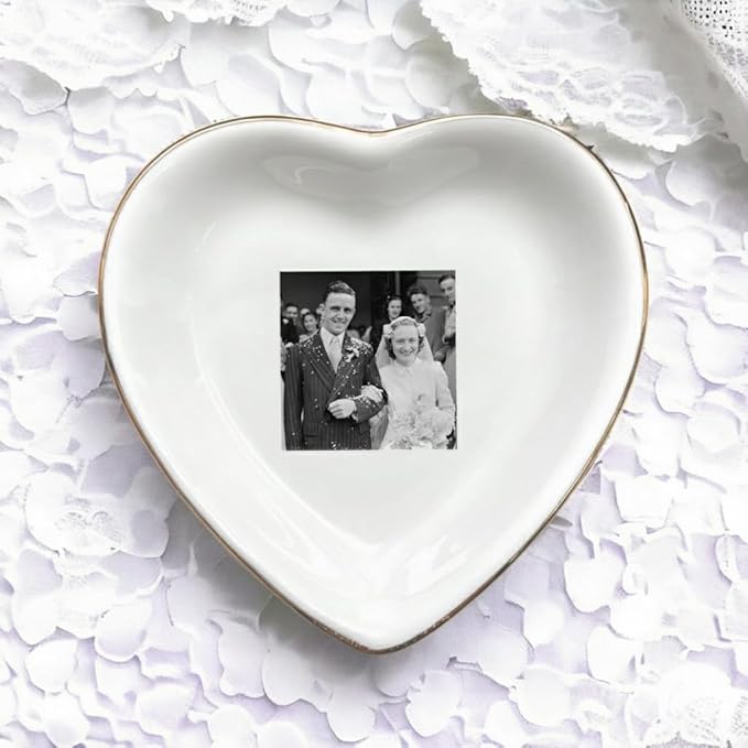 Chillever Custom Photo Ring Dish, Personalized Jewelry Holder, Picture Trinket Tray, Engagement Gift for Her, Wedding Keepsake Jewelry Dish, Memorial Gifts, Custom Couple Portrait Keepsake 1