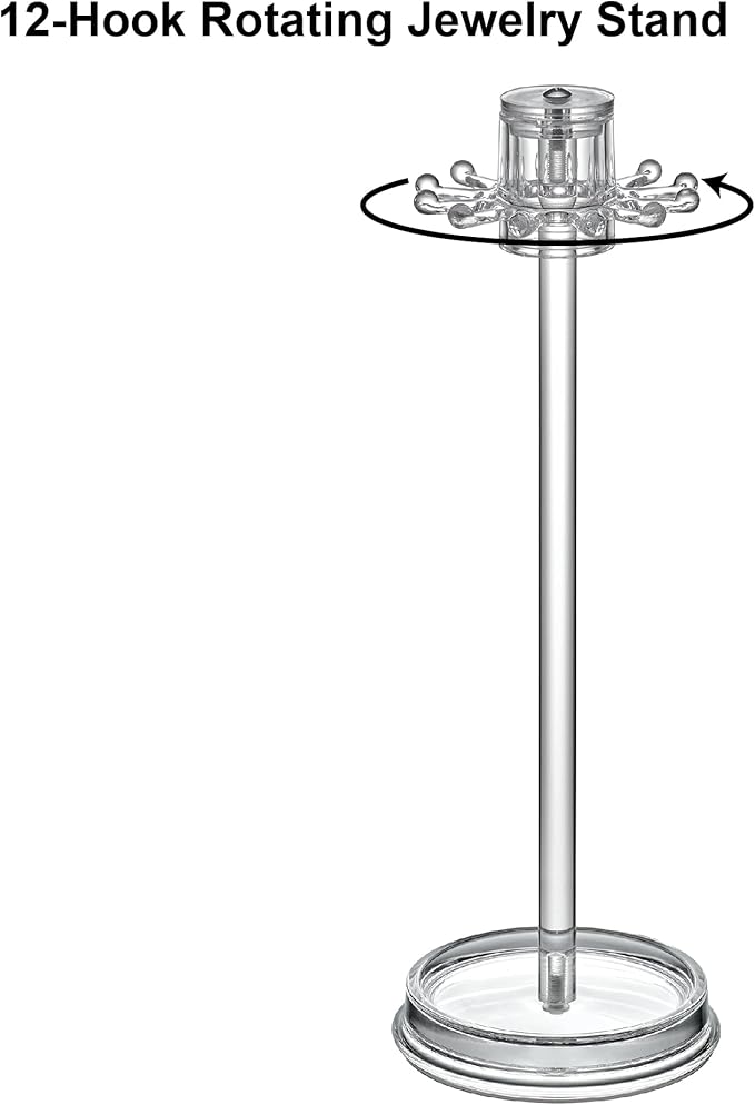 Amazing Abby - Temptation - Necklace Holder Stand with Spinning Hook Design, Jewelry Organizer Stand, Bracelet Tree Display, Perfect Storage Solution for Necklaces, Bracelets, Rings, and More