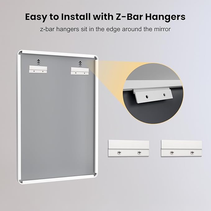 LOAAO 60x40 Inch White Metal Framed Bathroom Mirror for Wall, White Bathroom Vanity Mirror Farmhouse, Large Rounded Rectangle Mirror, Anti-Rust, Tempered Glass, Hangs Horizontally or Vertically