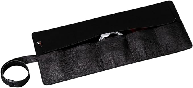 SENA Leather Watch Roll Organizer - 5 Slot Genuine Leather Travel Case for Watches, Watch Bands, Cables and Accessories - Compact, Elegant and Durable