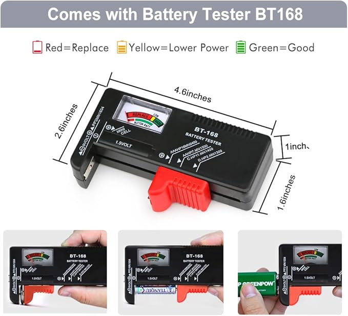 Battery Organizer Holder Storage Case with Tester,Waterproof Carrying Case Bag,Battery Vault Box for Garage Organization Holds 199+ Batteries AA AAA C D 9V (Batteries are Not Included) (200+)