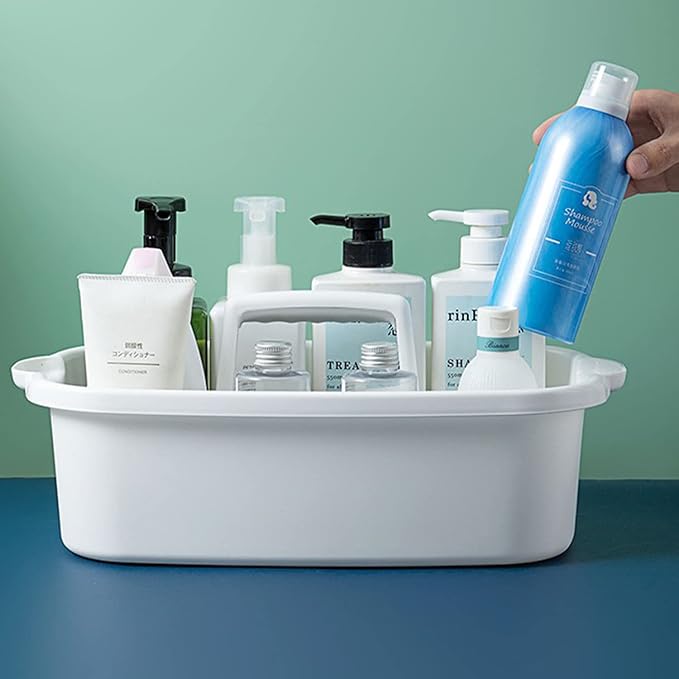 Haundry Large Cleaning Supplies Caddy with Handle, Plastic Storage Bucket Organizer for Cleaning Products, Shower Caddy Basket for Car, Dorm, Bathroom, Garden, Kitchen -White