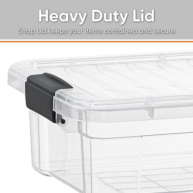Superio Clear Storage Box with Lid, 4.5 Quart Plastic Container Bins for Organizing, Stackable Crates, BPA Free, Non Toxic, Odor Free, Organizers for Home, Office, School, and Dorm, 18 Pack