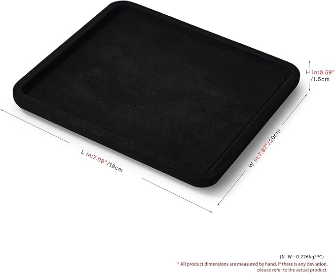 Oirlv Microfiber Jewelry Display Tray Jewelry Display Flat Tray for Rings Earrings Necklace Bracelet Jewelry Photograph Display Catchall （M,Black）