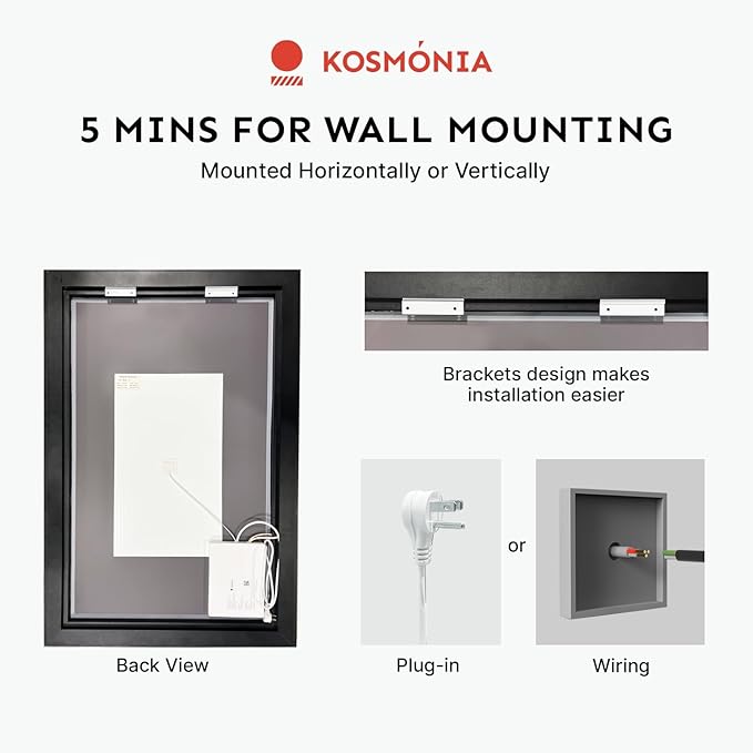 36x72'' LED Bathroom Mirror w/Light, Aluminum Frame, Dimmable Front & Backlit, Anti-Fog, Distortion Free, Light Memory, Tempered & Shatter-Proof Wall Mounted Vanity Silver Coating Mirror