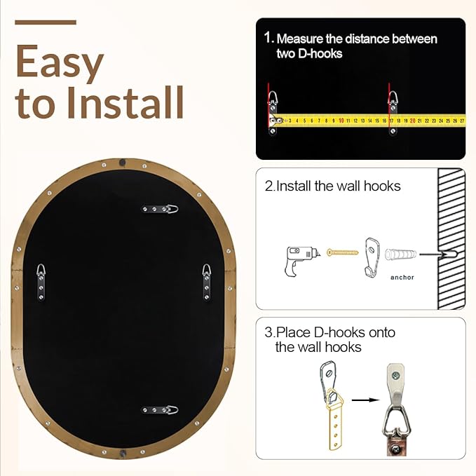 ANDY STAR 24x32’’ Oval Bathroom Mirror, Oval Nickle Mirror Pill-Shaped Design in Stainless Steel Metal Frame for Bathroom, Entryway, Living Room, Contemporary 1" Deep Wall Mount Vertical or Horizontal