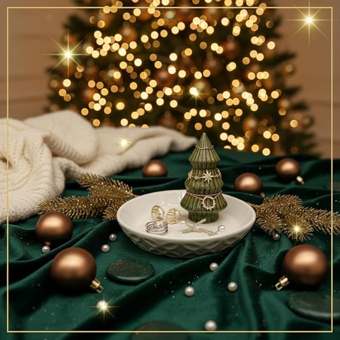 Moss Green Christmas Tree Ring Dish, Jewelry Holder, Jewelry Holder Dish, Christmas Tree Decor, Thanksgiving, Christmas